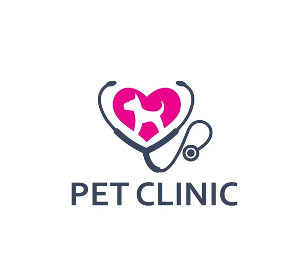 Pet Clinic Icon Animal Care Veterinary Vector Symbol Dog Heart — Stock Vector
