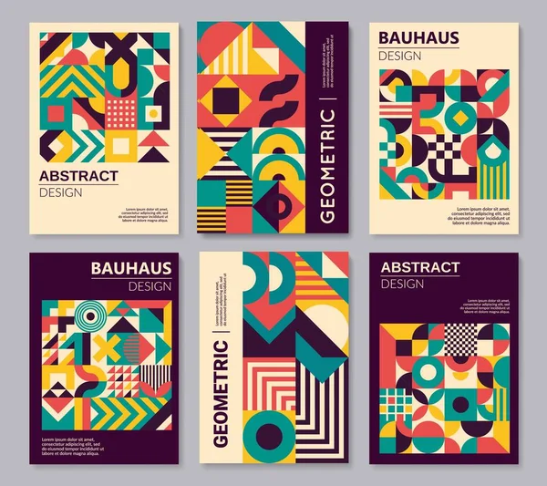 Geometrische Bauhaus Posters Abstracte Patronen Kunstwerk Modernisme Compositie Corporate Identity — Stockvector