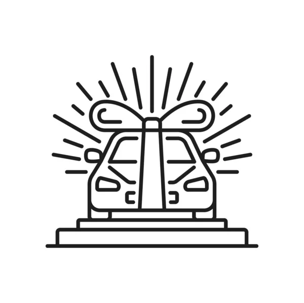 宝くじ受賞車の賞を孤立アウトラインアイコン ベクトル幸運と成功 カジノでの贈り物としての現代的な車両 幸運なジャックポット — ストックベクタ