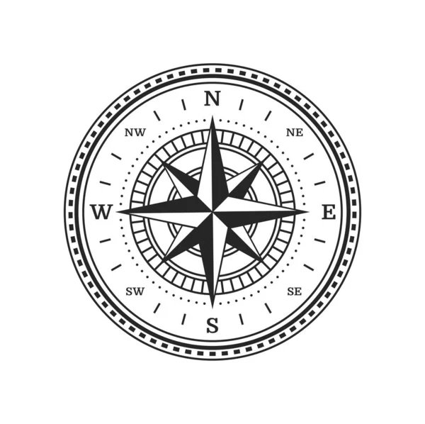 Kompass Windrose Vintage Karte Mit Nordsternpfeil Vektor Nautische Reise Altes — Stockvektor