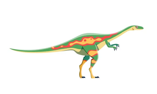 卡通精灵龙恐龙的角色 史前生物或怪物 侏罗纪蜥蜴或恐龙孤立的病媒可爱的人 侏罗纪灭绝的食肉动物爬行动物 脖子和尾巴很长 — 图库矢量图片