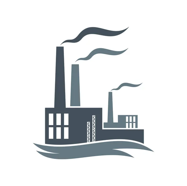 Icono Fábrica Planta Industrial Central Eléctrica Construcción Vectorial Industria Química — Vector de stock
