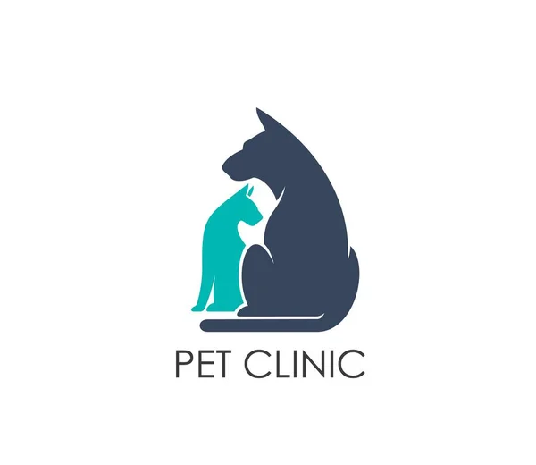 Pet Clinic Sign Dog Cat Silhouette Veterinary Animal Care Center — Stock Vector
