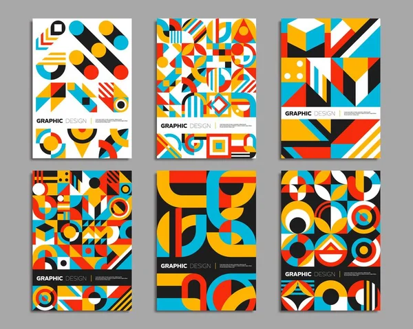 Bauhaus Plakate Geometrische Abstrakte Hintergrundmuster Plakatvorlage Für Geschäftspräsentation Vektor Layout — Stockvektor