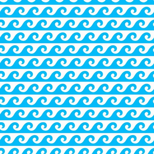 海と海の波のシームレスなパターン 波状の背景や織物のシームレスな背景 青い水巻き波と壁紙の夏のパターンをラップ紙海洋や水生印刷 ファブリックベクトル — ストックベクタ