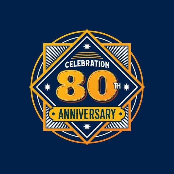 誕生日バッジとラベル80周年記念ジュビリーシールパーティー番号マーク ジュビリーパーティーお祝いのバナー 会社の休日の儀式ベクトルステッカーや記念日の挨拶記号 誕生日バッジ — ストックベクタ