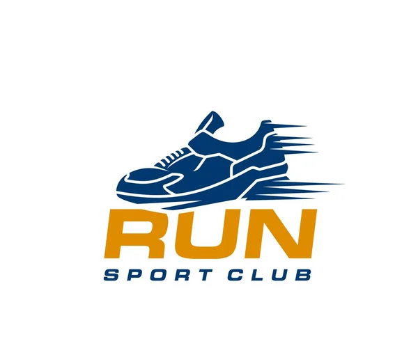 Maratona Correr Ícone Esporte Com Sapato Atleta Corredor Vector Running — Vetor de Stock
