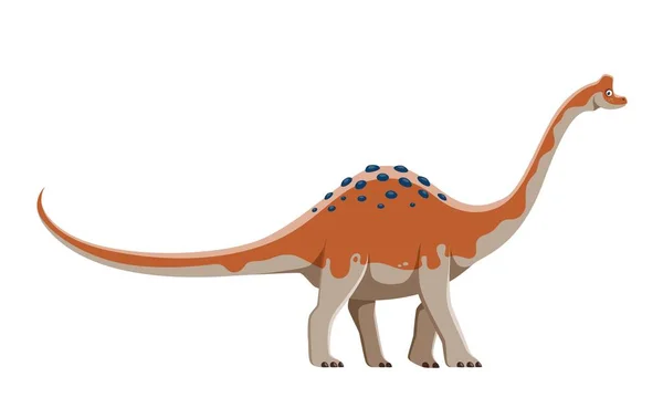 漫画Pelorosaurus恐竜のキャラクター 先史時代の獣 古代の野生動物の爬虫類または白亜紀の恐竜 古生物学動物 絶滅した草食動物モンスター漫画ベクトル人格と長い首 — ストックベクタ