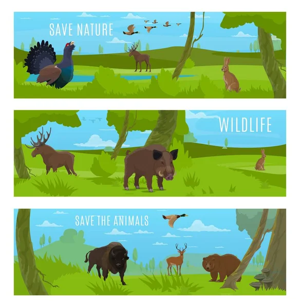 Γελοιογραφία Άγρια Ζώα Παγκόσμια Ημέρα Ζώων Εκτός Από Περιβάλλον Και — Διανυσματικό Αρχείο