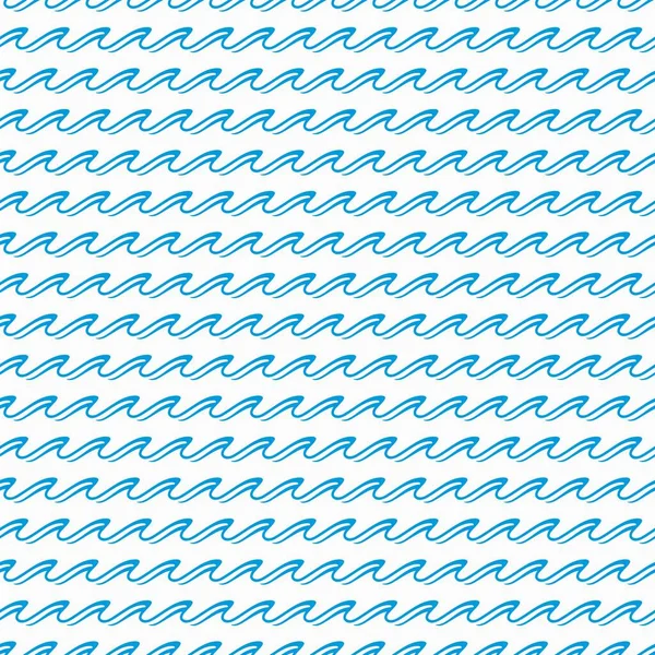 Sea Ocean Blue Waves Seamless Pattern Wavy Ripple Background Vector — Stock Vector