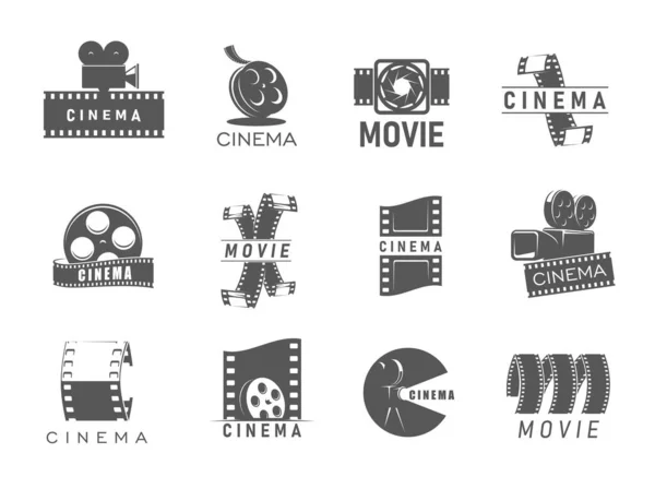 Cinéma Icônes Bande Film Bobines Caméra Symboles Vectoriels Cinématographie Cinéma — Image vectorielle