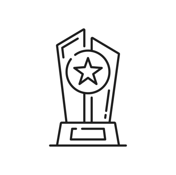 Ligne Trophée Icône Récompense Étoile Victoire Gagnant Gobelet Prix Statuette — Image vectorielle