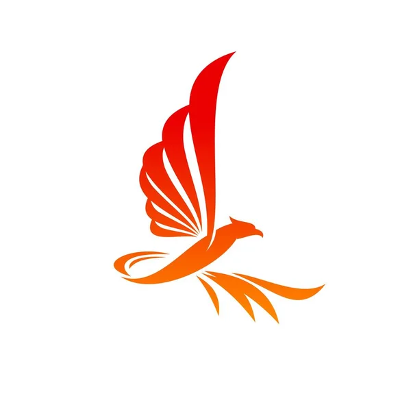 Ícone Pássaro Phoenix Firebird Voando Asas Chama Fogo Símbolo Silhueta — Vetor de Stock