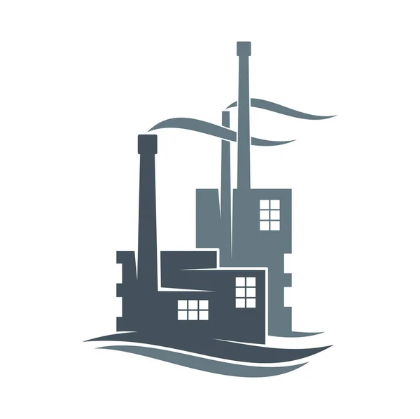 Icono Fábrica Símbolo Planta Industrial Producción Electricidad Construcción Industria Pesada — Archivo Imágenes Vectoriales