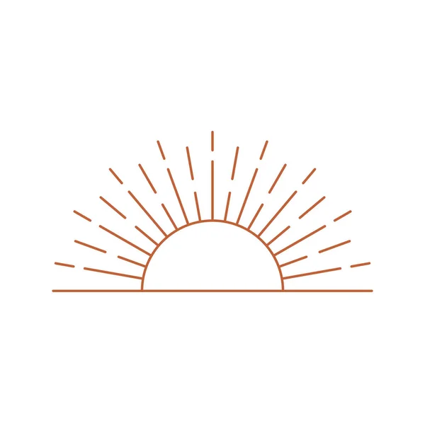 Bohemian Linear Logo Sunrise Sunset Isolated Sunshine Outline Icon Vector — Stock Vector