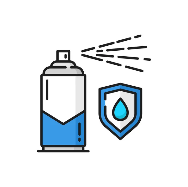 Waterproof Spray Bottle Resistant Shield Isolated Outline Icon Vector Textile — Stock Vector