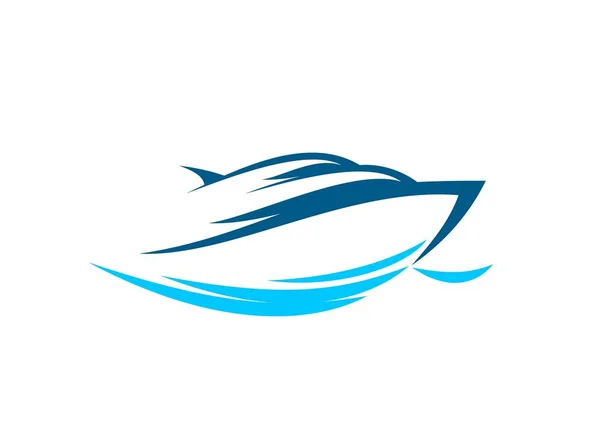 游艇图标 船舶游轮或航海船和航海俱乐部矢量标志 Nautical Ocean Speedboat Yacht Water Waves Marine Travel — 图库矢量图片