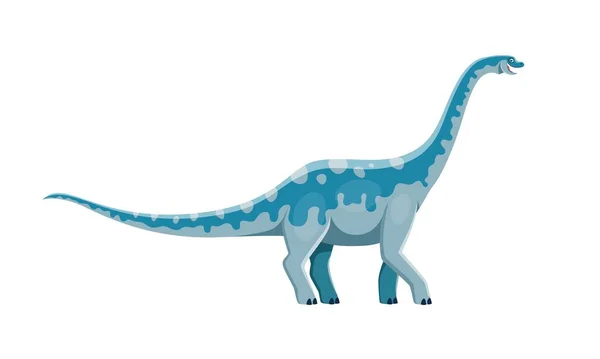 漫画ユーエロポプス恐竜のキャラクター 絶滅した怪物や生き物 古代の野生動物のトカゲや恐竜の孤立したベクトルかわいい性格 白亜紀の先史時代の草食性で首が長い — ストックベクタ