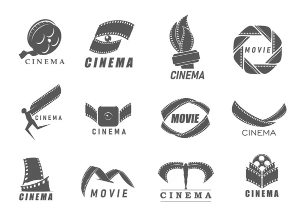 Iconos Cine Película Tira Película Vectorial Símbolos Para Premio Cinematográfico — Vector de stock