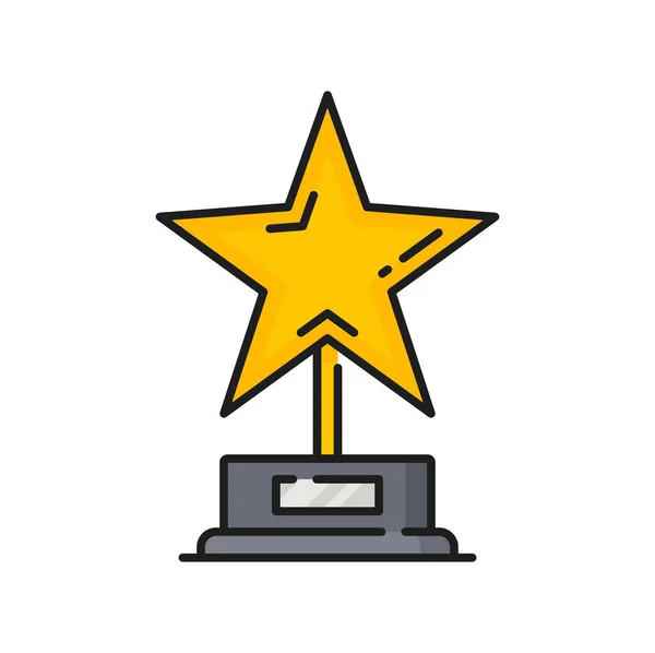 Trophée Honneur Statue Étoile Sur Piédestal Gloire Champion Compétition Récompense — Image vectorielle
