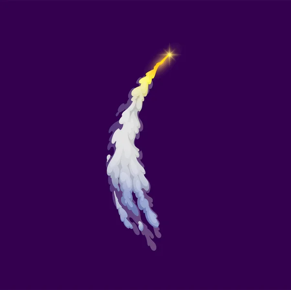 Cartoon Raket Lancering Rookspoor Ruimteraket Straalvliegtuig Vlucht Vurig Spoor Asteroïde — Stockvector