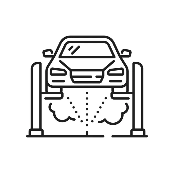 Wassen Van Auto Van Onder Geïsoleerde Omtrek Icoon Vector Carwash — Stockvector