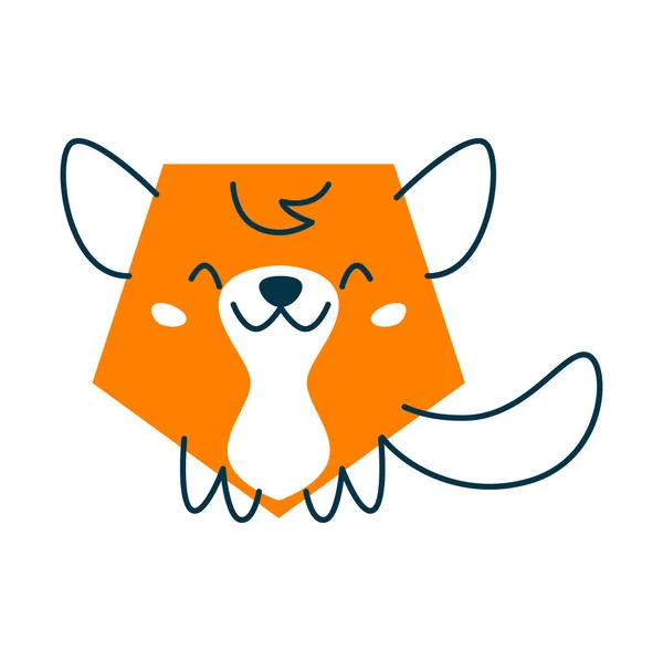 Fox Cartoon Animal Character Math Shape Hexagon Plain Figure Cartoon — Stock Vector
