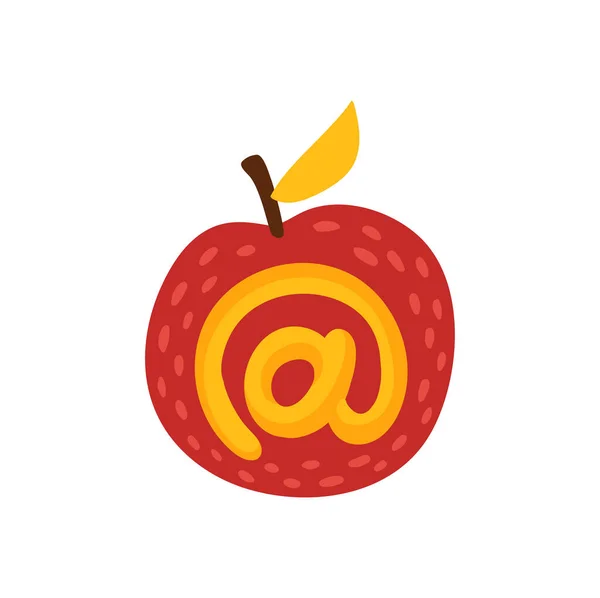 Mail Adresse Symbol Auf Apfel Thanksgiving Schrift Vektor Kommerzielles Adressschild — Stockvektor