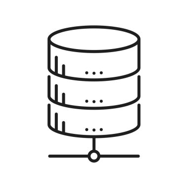 Çevrimiçi veritabanı, bulut depolama sunucu hattı simgesi. Sunucu hizmeti, ağ teknolojisi platformu veya web hesaplama altyapısı, veri tabanı sunucu çizimi. Dosya aktarımı ve yedek depolama işareti