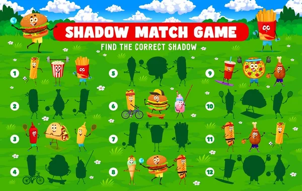 Planilha do jogo sudoku com personagens de desenhos animados de fast food e  sobremesa vetor crianças