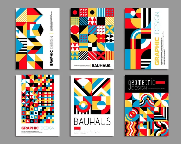 Bauhaus Posters Ontwerpen Lay Outs Geometrische Abstracte Achtergrond Patronen Bedrijf — Stockvector