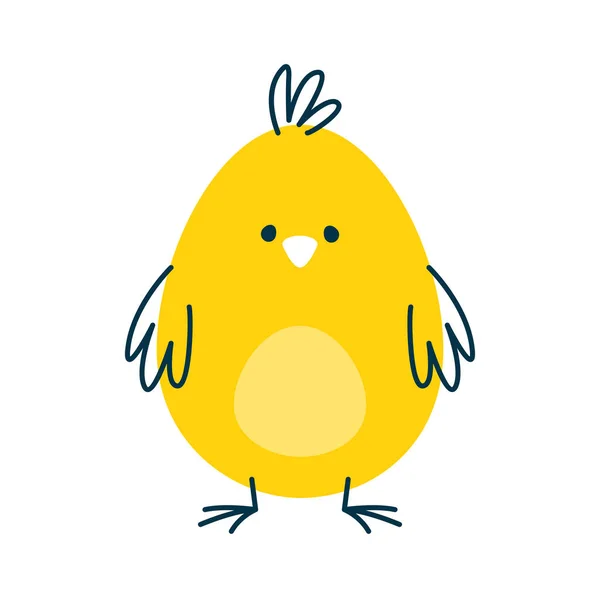 Kurczak Zwierząt Owalny Kształt Geometrii Postać Matematyki Zabawną Twarzą Pojedyncze — Wektor stockowy