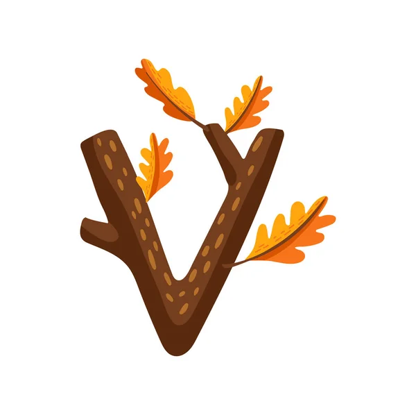 Γράμμα Φθινοπωρινή Γραμματοσειρά Abc Στοιχειοθεσία Γραμματοσειρά Φθινοπωρινών Δέντρων Φύλλα Βελανιδιάς — Διανυσματικό Αρχείο