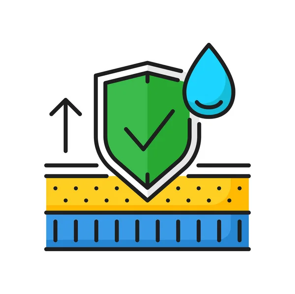 Wasserdichtes Schild Und Drop Outline Symbol Vektor Wasserabweisendes Zeichen Schutzsymbol — Stockvektor
