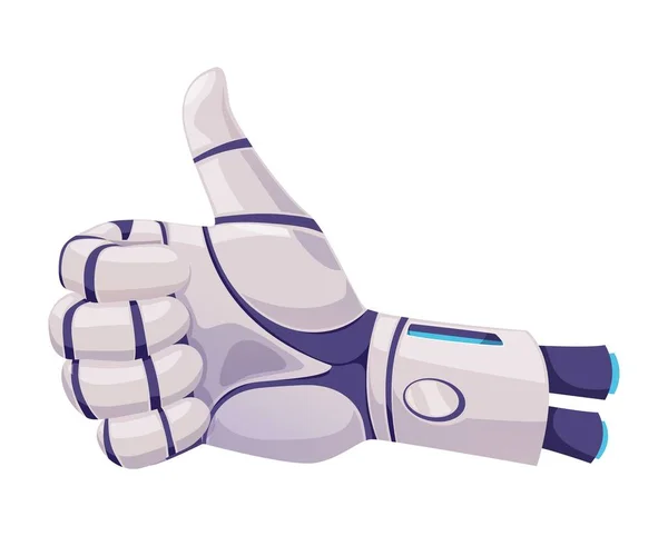 親指の指でロボットの手を Okのサイン ベクトル未来人工技術サイボーグドロイド機械的プロテーゼ サイボーグアーム — ストックベクタ