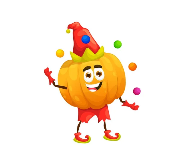 Cartoon Halloween Pompoen Clown Karakter Geïsoleerde Vector Speelse Pompoen Headed — Stockvector