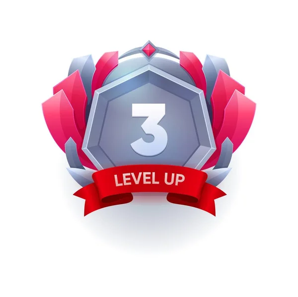 Game Level Badge Win Icon Bonus Award Achievement Vector Prize — Stock Vector