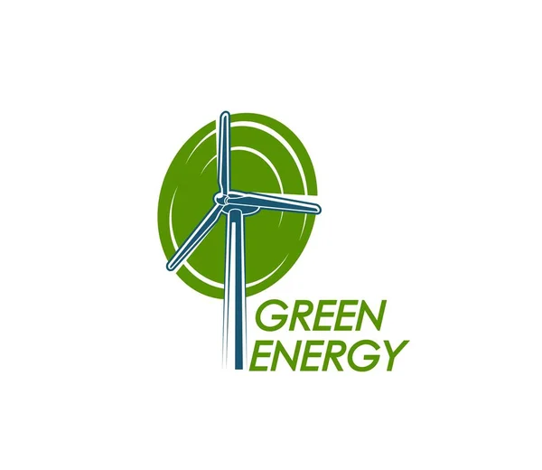 Ikona Větrné Turbíny Zelená Energie Udržitelný Zdroj Energie Symbol Větrné — Stockový vektor
