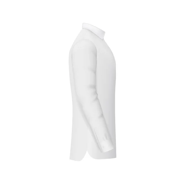 Hombres Blancos Maqueta Camisa Vector Vestido Formal Masculino Con Manga — Vector de stock