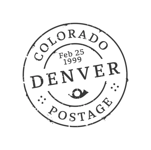 Denver Briefmarke Und Briefmarke Usa Colorado Bundesstaat Briefmarke Post Und — Stockvektor