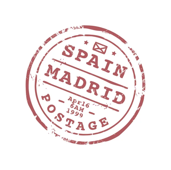 Espagne Madrid Passeport Postal Visa Voyage Timbre Europe Bureau Immigration — Image vectorielle
