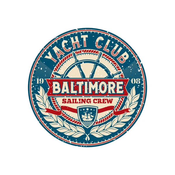 Yacht Club Retro Patch Sailing Regatta Crew Badge Sea Navigation — Stock Vector