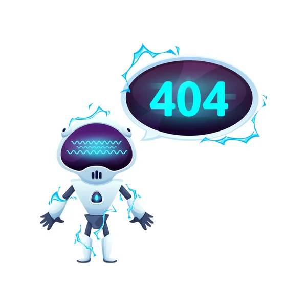 404 Page Cartoon Screen Robot High Voltage Vector Error Message — Stock Vector