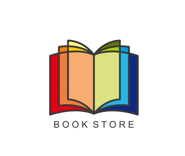 書店アイコン 図書館ショップ または虹のページを持つ書店ベクトルシンボル 知識や学校や大学図書館 オンライン書店や書店のためのオープンページと電子ブックアプリのアイコン — ストックベクタ