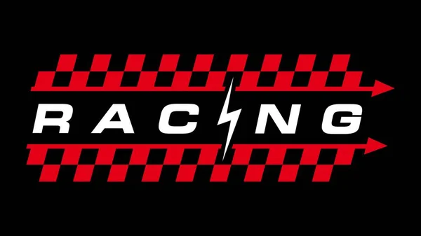 Racing Donder Snelheid Motor Sport Embleem Met Rode Geblokte Achtergrond — Stockvector