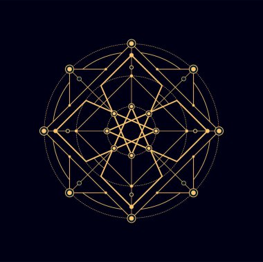 Geometrik boho büyüsü kutsal şekil ezoterik sembol, simya simgesi. Vektöre bağlı geometri figürleri bağlı şekillerin masonik süslemeleri