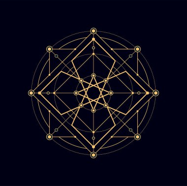 Geometric boho magic sacred shape esoteric symbol, alchemy icon. Vector connected geometry figures masonic ornament of connected shapes clipart