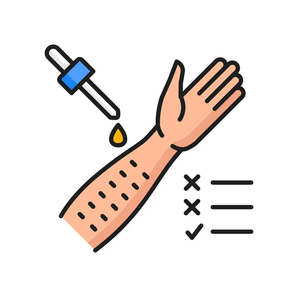 Icône Ligne Couleur Test Allergie Peau Examen Des Symptômes Allergiques — Image vectorielle