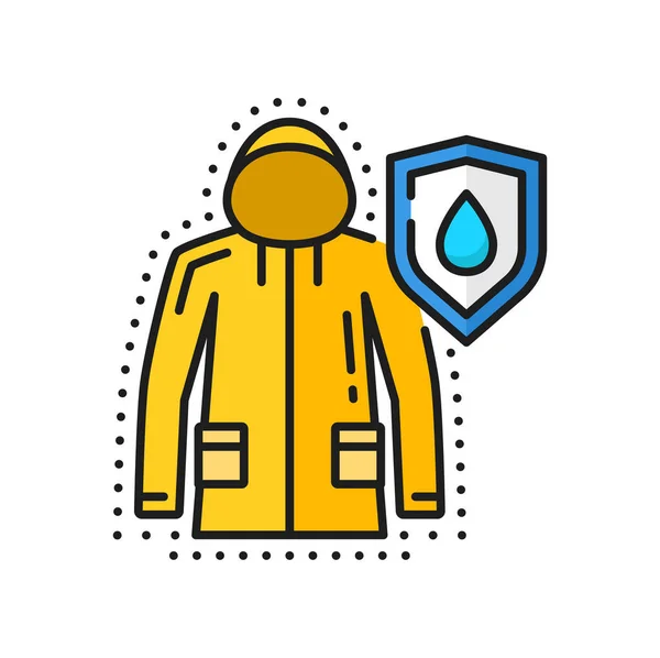 Waterproof Raincoat Jacket Protect Shield Sign Parka Coat Hood Water — Stock Vector