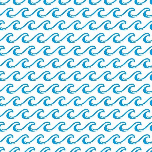 Mare Oceano Blu Onde Modello Senza Soluzione Continuità Carta Imballaggio — Vettoriale Stock